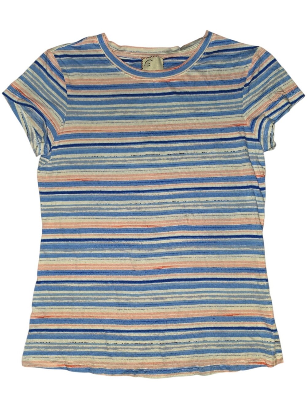 Postmark By Anthropolgie Striped Short Sleeve Tee in Blue, Pink & White - XS